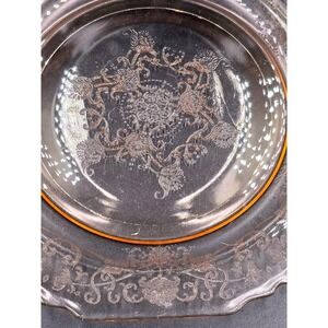 Vintage Hazel Atlas Pink Florentine‎ Poppy Depression Glass Plate Floral Etched